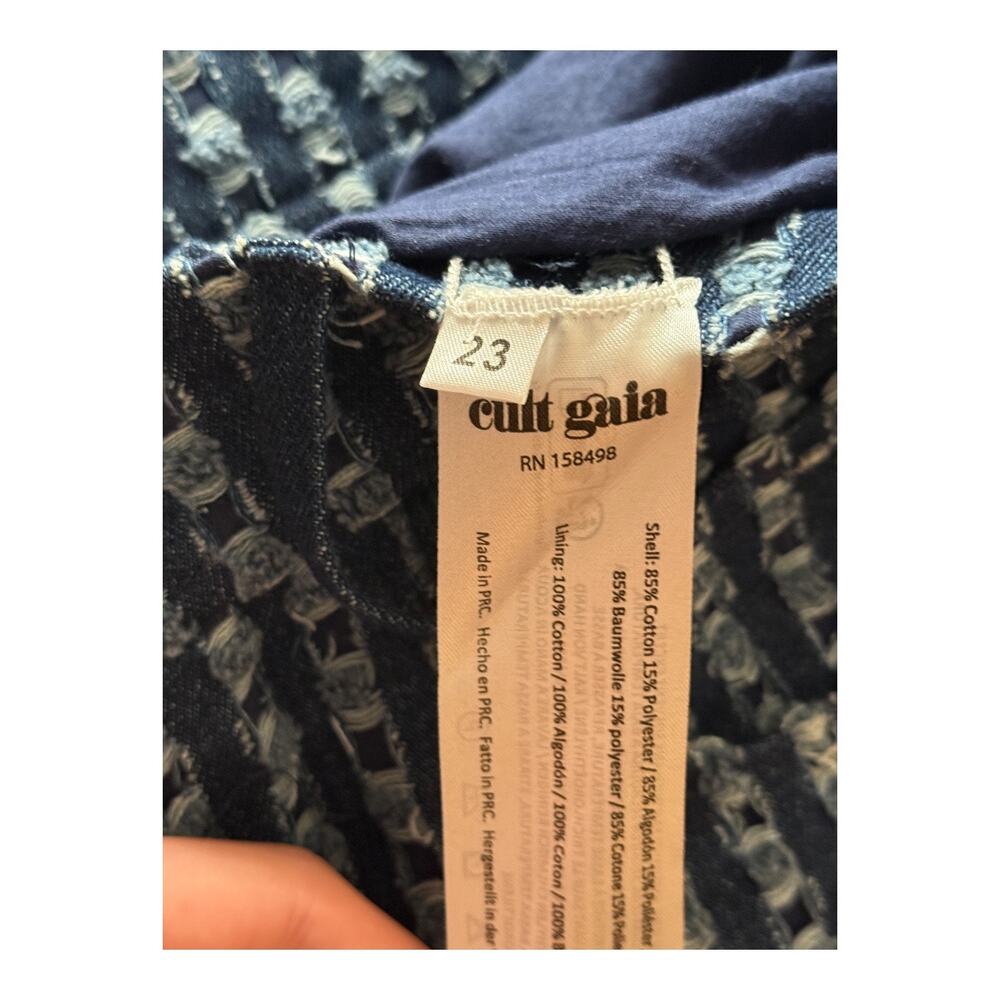 Cult Gaia Katya wide leg laser cut Pants blue size 23 DEFECT - Picture 10 of 11